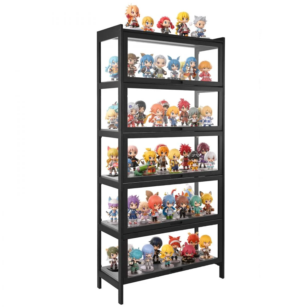 VEVOR Display Cabinet with Acrylic Doors, 68 in Tall 5-Tier Curio Cabinet, Natural Wooden Fame, Collectibles Toy Organizers Rack & Display Case, Bookshelf for Home, Office, Playroom, Living Room