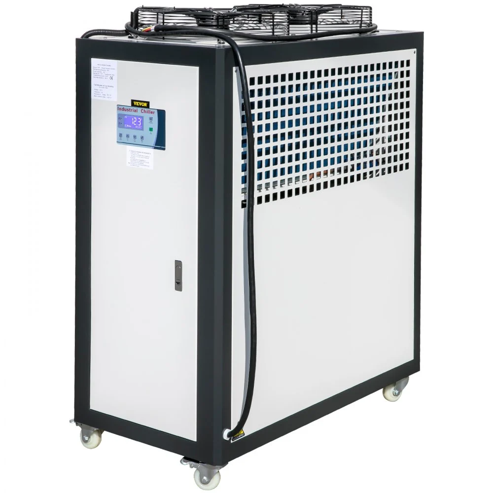 Summer Sale
VEVOR Air Cooled Water Chiller 5 Ton Portable, 5Hp 53L Tank Industrial Chiller, Finned Condenser w/Micro-Computer Control, 15KW Cooling Capacity Stainless Steel Tank Chiller Machine for Cooling Water