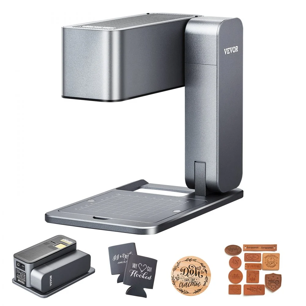 VEVOR Portable Laser Engraver, 600 mm/s High Speed, 5W Handheld Engraving Machine, DIY Laser Engraver and Cutter Basic Set, for Mental, Single Blue Laser Wood, Leather, Arylic, Fiber, Jewelry, Glass