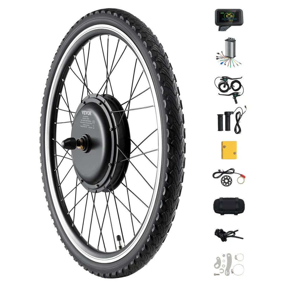 Summer Sale
VEVOR 1000W Electric Bike Conversion Kit, 48V 420rpm 26" Front Wheel E-Bike Hub Motor Kit with Upgraded Speed Controller, Throttle Grip Kit, LCD Display, and PAS System for Road Bike