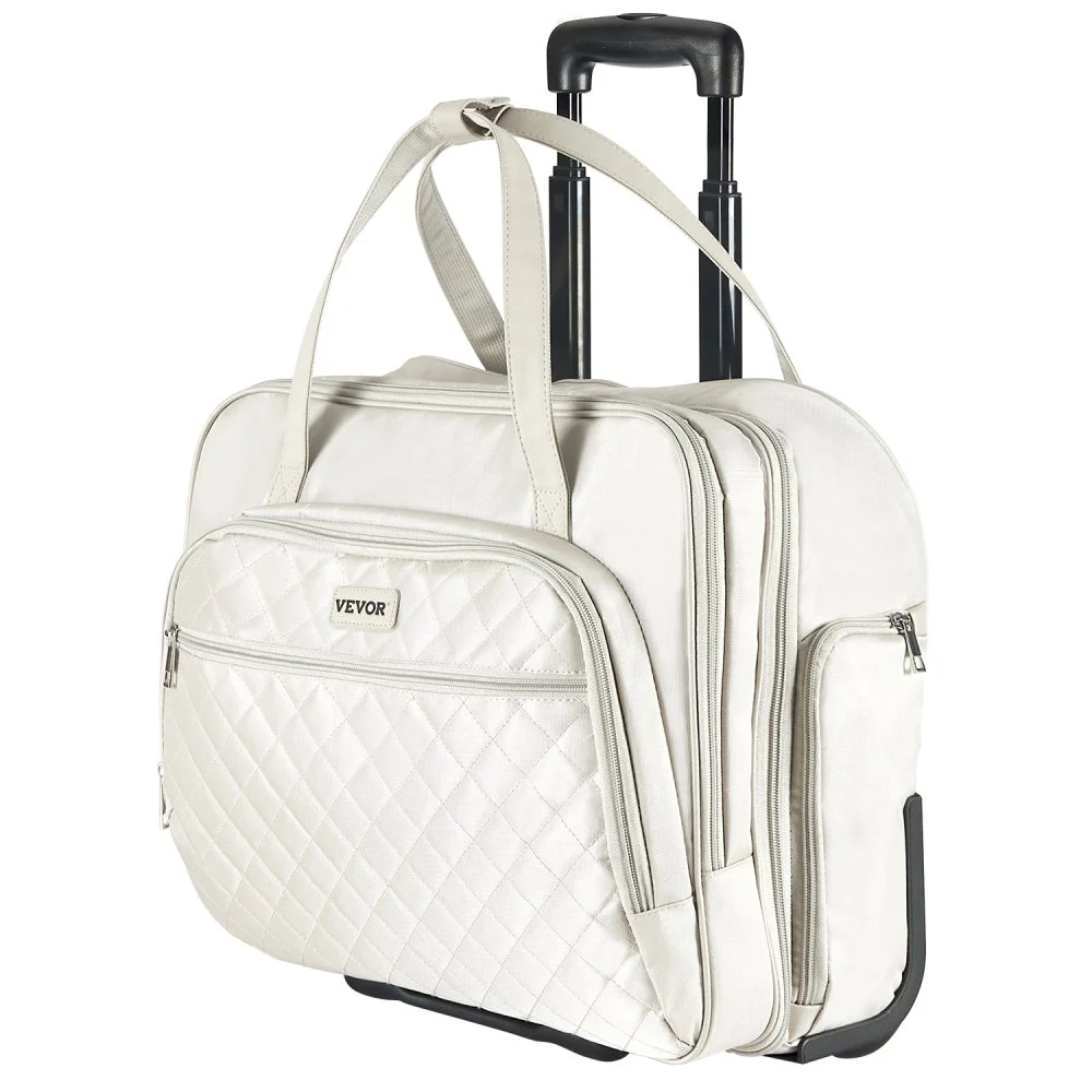 VEVOR Rolling Laptop Bag, Fits Up to 15.6 Inch Laptop, Wheeled Briefcase, Roller Computer Tote Bag with 2 Fixed Wheels & Telescoping Handle, Laptop Case for Work Travel Business Office, Women Men