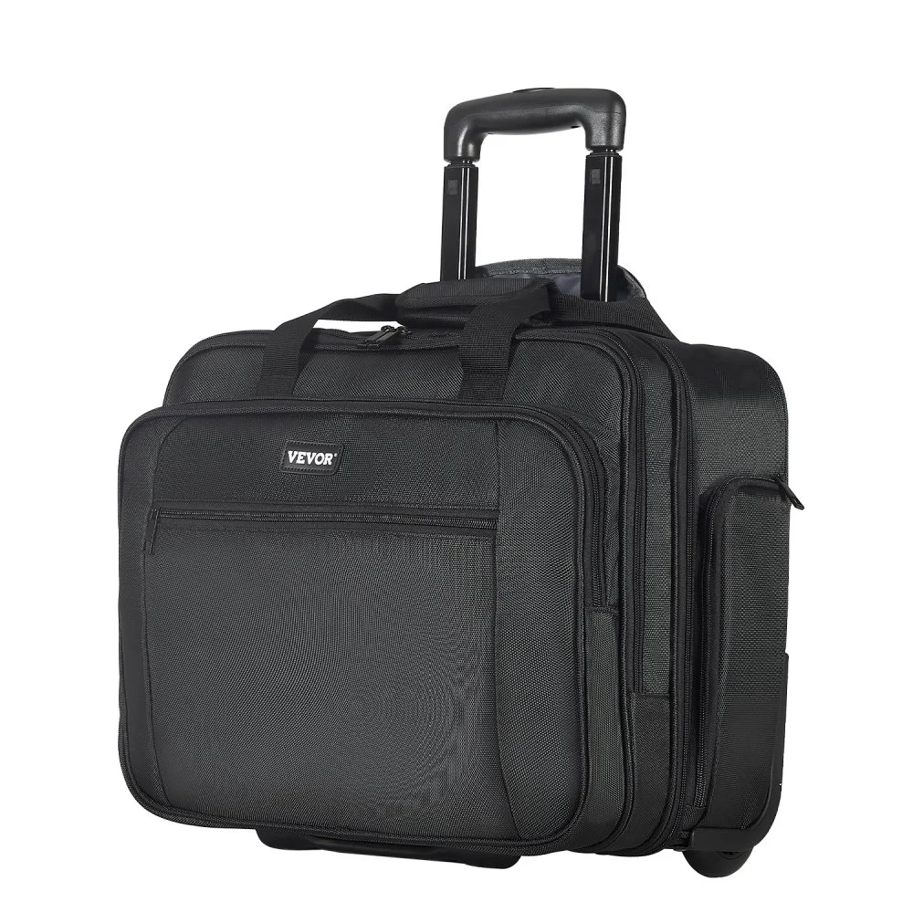 VEVOR Rolling Laptop Bag, Fits Up to 17.3 Inch Laptop, Wheeled Briefcase, Roller Computer Tote Bag with Wheels & Telescoping Handle, Laptop Case for Work Travel Business Office, Women & Men (Black)