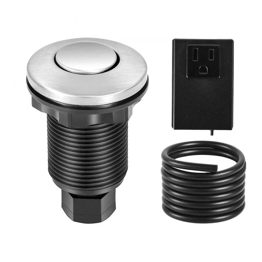 VEVOR Garbage Disposal Air Switch Kit, 2.5" Sink Top Air Switch for Food Waste Disposal, Brushed Silver Stainless Steel ON/OFF Air Button for Waste Disposer - Suitable for Stainless Steel Countertops