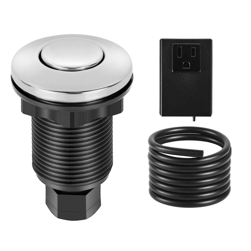 VEVOR Garbage Disposal Air Switch Kit, 2.5" Sink Top Air Switch for Food Waste Disposal, Polished Stainless Steel ON/OFF Push Button for Waste Disposer - Suitable for Stainless Steel Countertops
