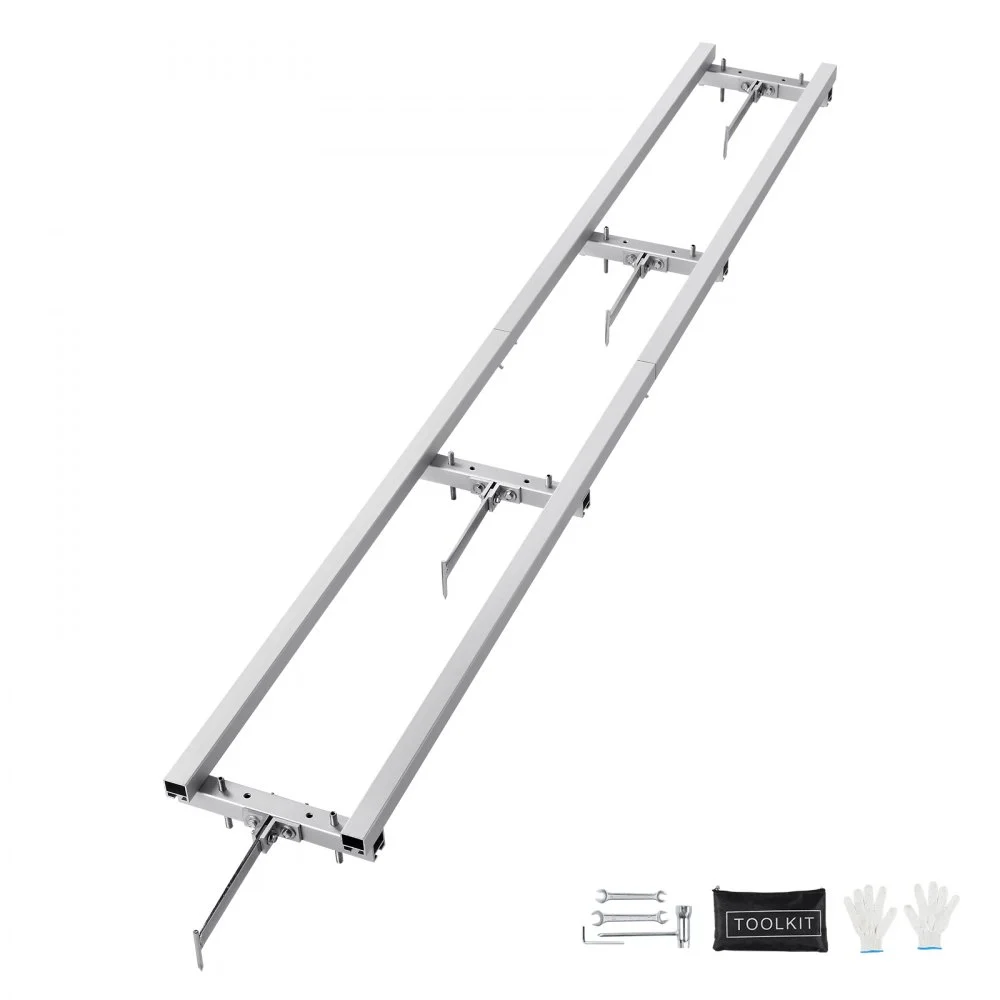 VEVOR Rail Mill Guide System, 9 ft Milling Guide, 4 Crossbar Kits Chainsaw Mill Rail Guide, Aluminum Adjustable Saw Mill Rail System Work with Chainsaw Mills for Builders and Woodworkers