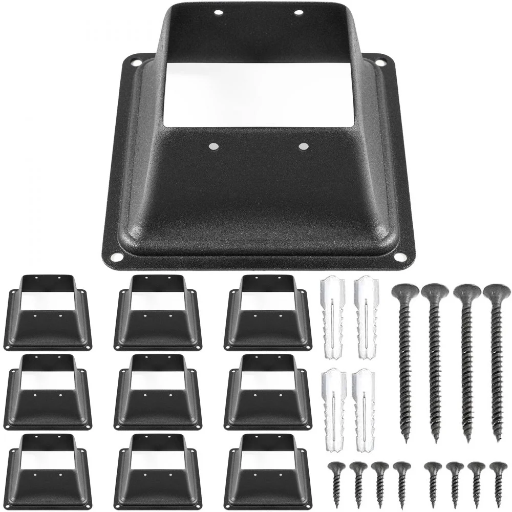 VEVOR Deck Post Base, 10 PCS Post Base Skirt, 4 x 4" (Internal 3.38x3.38") Post Support Flange, 2.5 LBS Deck Post Skirt, Powder-Coated Decking Post Base, Wood Post Anch for Deck Support Porch Railin