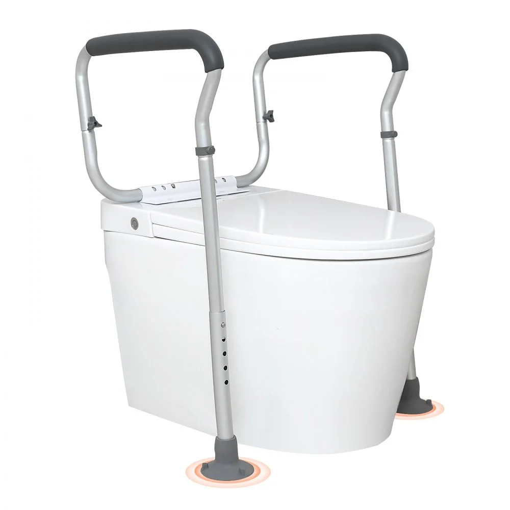 VEVOR Toilet Safety Rail, Bathroom Toilet Seat Frame, Adjustable Width & Height Fit Most Toilets, Supports 300lbs, Toilet Handles Grab Bars with Padded Armrests for Handicap, Disabled, Seniors