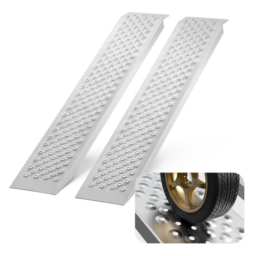 VEVOR Portable Loading Ramps, 2 Pcs 47.2 x 8.5 in, Durable Aluminum Shed Ramp Set with Anti-Slip Holes, Compact Design and Easy Storage, 880 Lbs Weight Capacity, for ATV, Tractors, Lawn Mowers, Carts