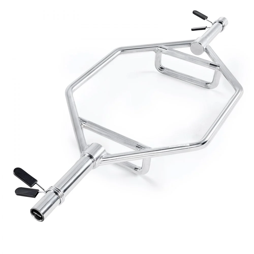 VEVOR Trap Bar Hex Bar, 2-Inch Hex Barbell, 800 LBS Capacity Shrug Bars with Knurled Grips, Weightlifting and Strength Training Equipment, Home Gym for Squats, Deadlifts, Shoulder Presses, Silver