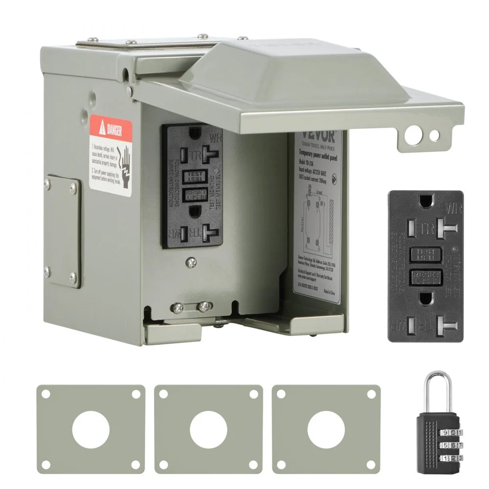 VEVOR Outdoor Electrical Outlet Box, 20 AMP GFCI Receptacle, Electrical Outlet Panel Box with GFCI Protection, IP54 Weatherproof Exterior, Power Plug Outlet Box, for Halloween Decorations Patio Lights
