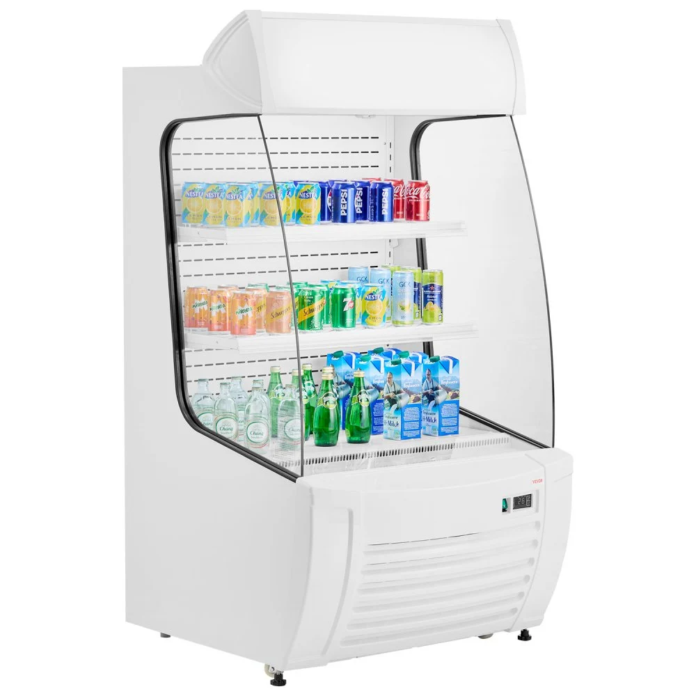 VEVOR Open Air Merchandiser, 2-Tier Shelving Commercial Refrigerator, Grab and Go Display Cooler Refrigerator with Air Curtain, LED Advertising Light, Fits for Restaurants, Stores, Office, 12.7cu.ft.