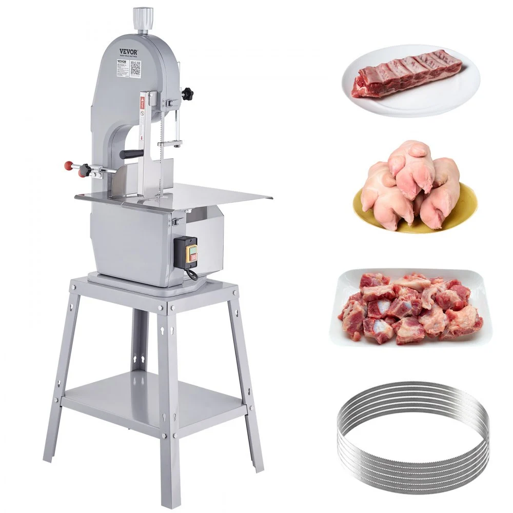 Summer Sale
VEVOR Commercial Electric Meat Bandsaw, 1500W Stainless Steel Vertical Bone Sawing Machine, Workbeach 19.3" x 15", 0.16-7.9 Inch Cutting Thickness, Frozen Meat Cutter with 6 Blades for Rib Pork Beef