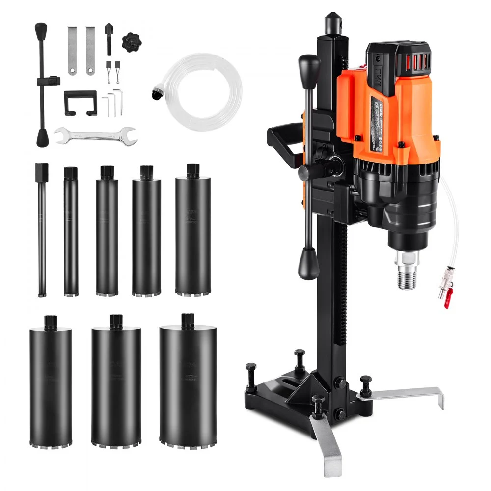 Summer Sale

        
               VEVOR Diamond Core Drilling Machine, 0.8-8 in Drilling Diameter, Stand-Mount Dry and Wet Concrete Core Drill Rig with 8 Drill Bits, 800 RPM Speed, UNC1 1/4-7 Thread, for Concrete Brick Stone, 3000W