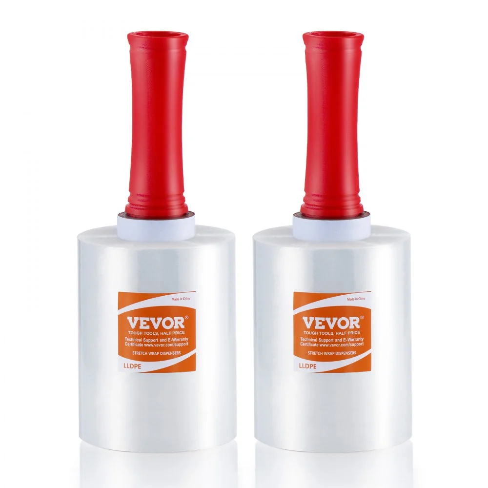 VEVOR Stretch Film, 5 inches x 1000 feet, 2 Pack, 80 Gauge Industrial Strength Clear Durable Stretch Wrap Roll, Heavy Duty Shrink Film Stretch Wrap with Handles for Pallet Wrapping Shipping Moving