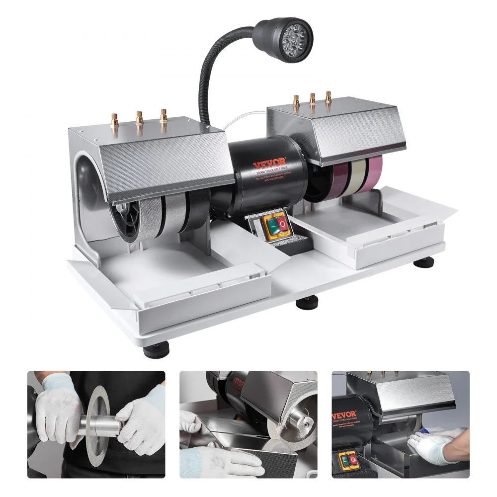 Summer Sale
VEVOR Cabbing Machine, 6" 1/4HP 1800rpm Efficient, Lapidary Rock Grinder Polisher With Lamp & Water Pump, Gem Faceting Machine, Rock Grinding Machine for Gem Jade Stone, Create Cabochons for Necklaces