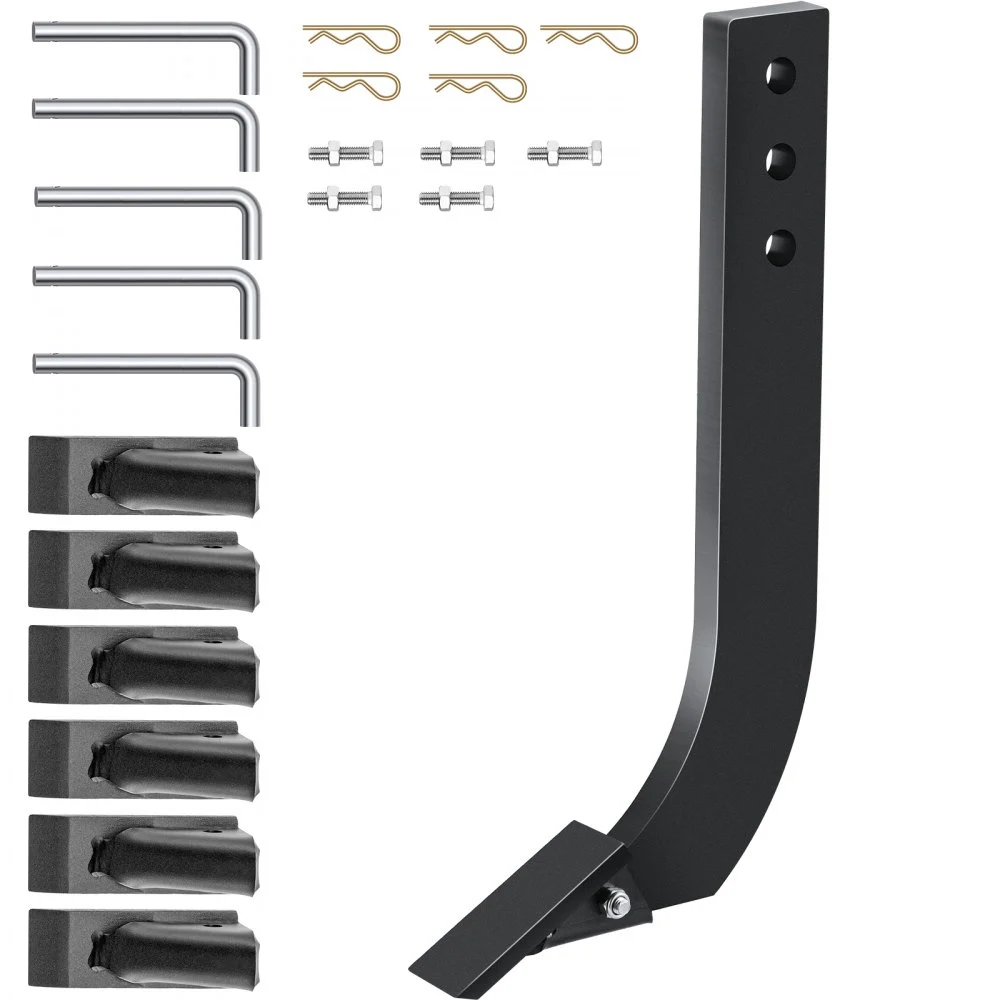 VEVOR 5pcs Box Blade Shank, 16'' Scarifier Shank, 3 Holes Box Scraper Shank, Ripper Shank with Removable Tapered Teeth and Pins, Adjustable Shanks Assembly for Replacement, Digging, Plowing