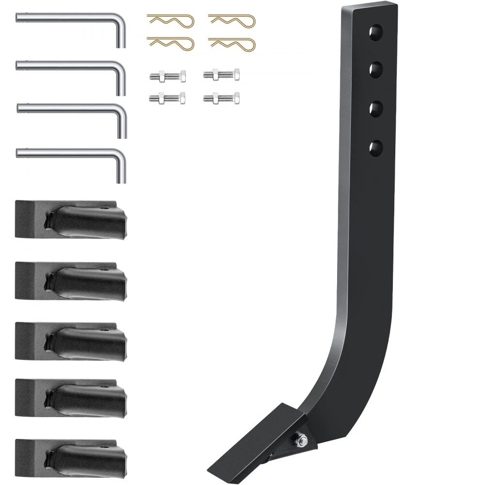 VEVOR Box Blade Shank, 18'' Scarifier Shank, 4 Holes Box Scraper Shank, Ripper Shank with Removable Tapered Teeth and Pins, Adjustable Shanks Assembly for Replacement, Digging, Plowing, 4PCS