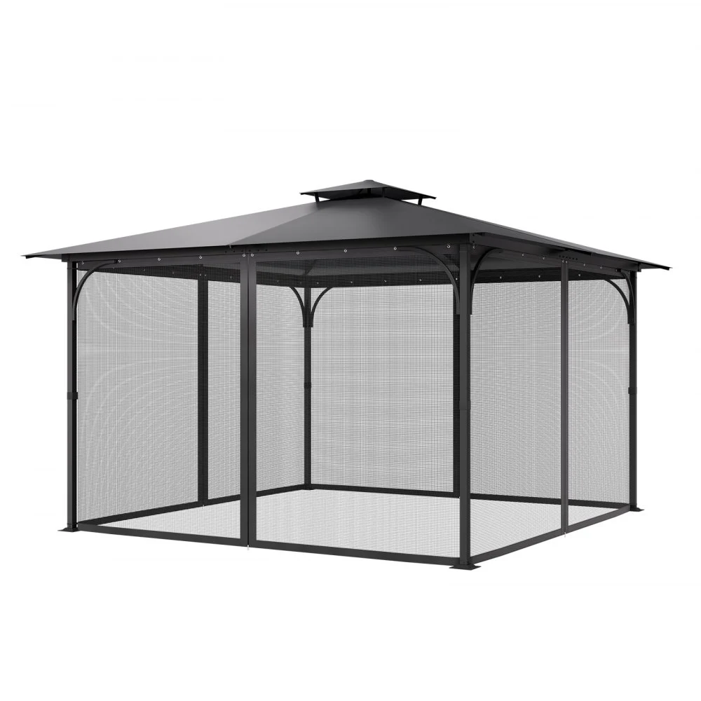 VEVOR Gazebo Netting Replacement, Fit Most 12 x 12 x 7.5 FT Gazebo Curtain, Outdoor Garden Net, 4-Panel Sidewall Mesh Net, Patio Midge Netting with Double Zipper, Canopy Screen (Netting Only)