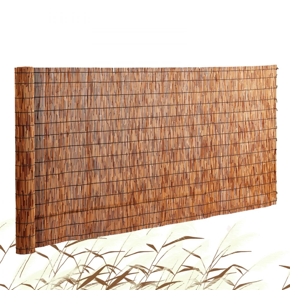 VEVOR Natural Reed Fencing, 5.5 ft x 16.4 ft, Reed Screen Curtain Balcony Reed Fence Roll for Outdoor Backyard Patio, Decorative Fence for Backyard Garden Fencing Divider, Privacy Screen Panel, Brown