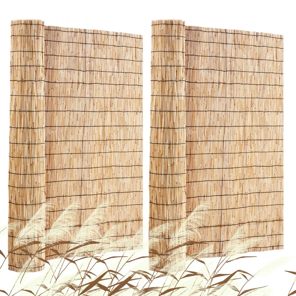 VEVOR Natural Reed Fencing, 4 ft x 16.4 ft, 2 Pack Reed Screen Curtain Balcony Reed Fence Roll for Outdoor Backyard Patio, Decorative Fence for Backyard Garden Fencing Divider, Privacy Screen Panel