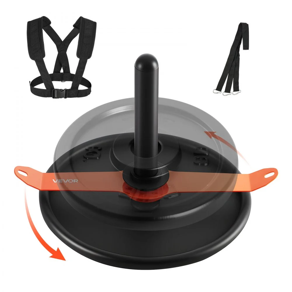 VEVOR Weight Sled, Steel Power Sled, Fitness Strength Training Sleds for Athletic Exercise Speed Improvement, Workout Fitness Equipment with Harness, Compatible with 2 in Weight Plate, Orange & Black