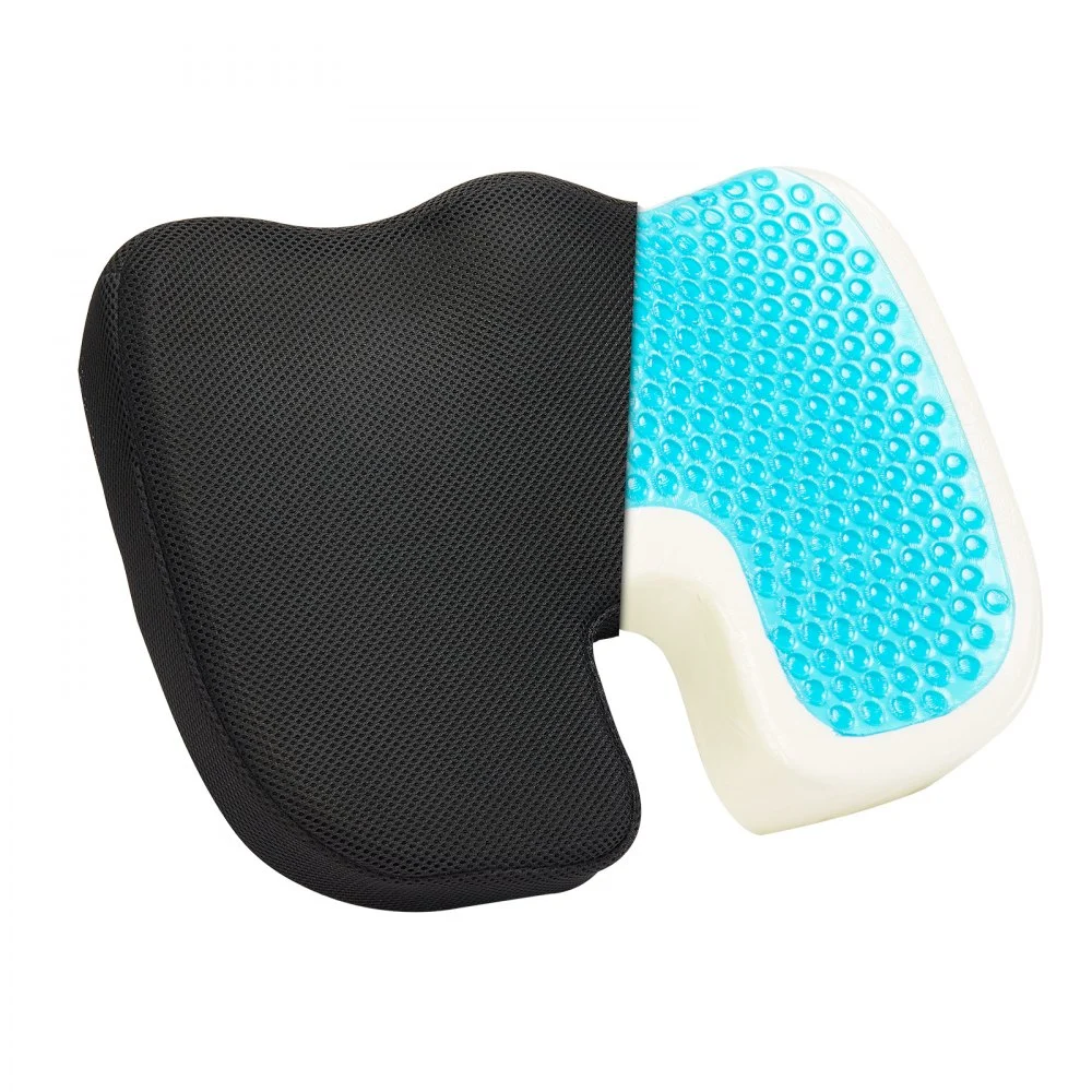 VEVOR Seat Cushion, Cooling Gel + Memory Foam Seat Cushion, Pressure-Relief Wheelchair Seat Pad with U-Shaped Cutout & Removable Cover, Lightweight and Portable for Travel, Car, Office, Airplane