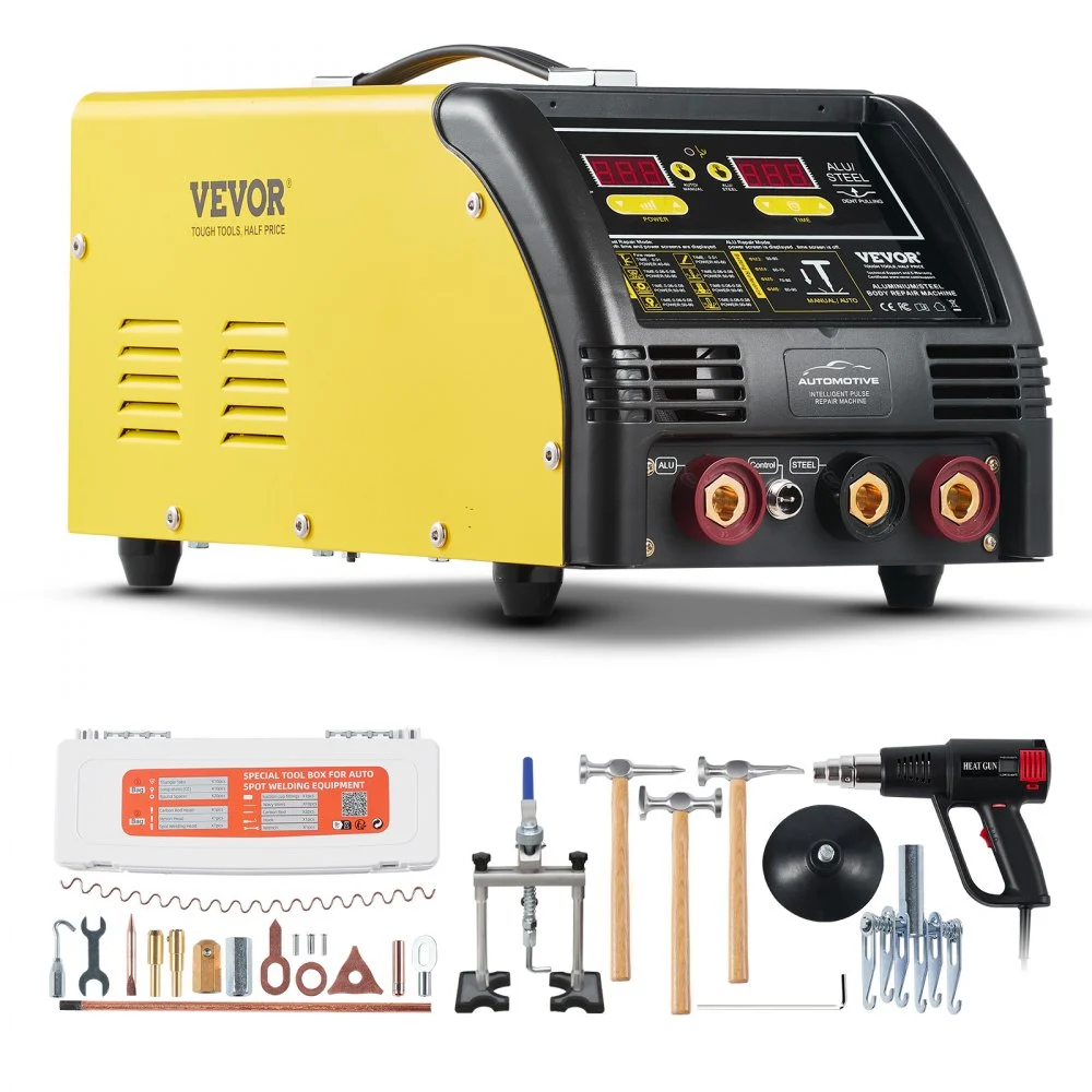 Summer Sale
VEVOR Dual Pro Stud Welder Deluxe AL/Fe Dent Repair Kit, Professional 5KW Welder with Auto/Manual Welding and 10 Modes, 110V Spot Welding Dent Repair Machine for Steel & Aluminum Auto Panels Repair