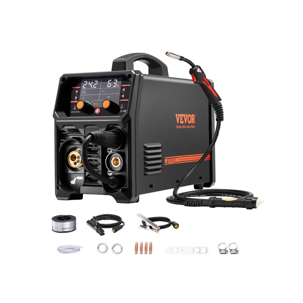 Summer Sale

        
               VEVOR Pro MIG Welder, 250A Pluse Mig Welding Machine, 5-in-1 Synergic Welder Machine MIG Pluse/Gas MIG/Flux Core MIG/Stick/Lift TIG, 110V/220V Dual Voltage Aluminum Mig Welder with LCD Screen Display
