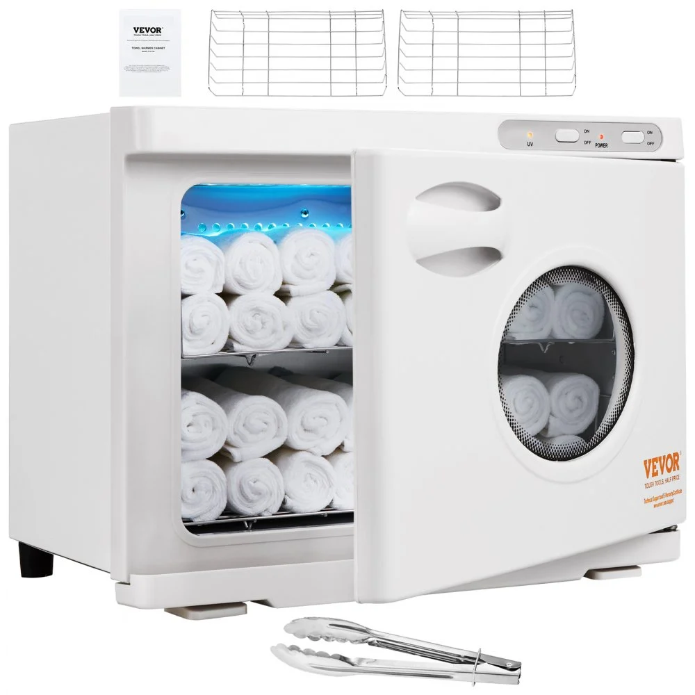 VEVOR Hot Towel Warmer,23L Large Capacity Spa Hot Towel Warmers with See Through Window, 2 Stainless Steel Racks, Holds up 50-60 Towels, 2-in-1 All-round Heating for Facials, SPA, Massage, Salon