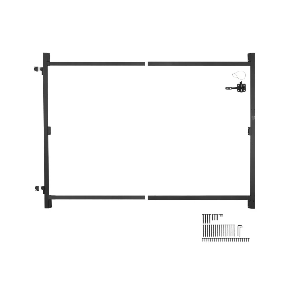 VEVOR Gate Building Kit, Fits 36 to 60 in Wide Openings, Up from 6 to 7 ft High Fence, Adjustable Gate Building Kit, Anti Sag Full Gate Frame Kit with Latch Lock and Screws, for Wooden Fence, Iron