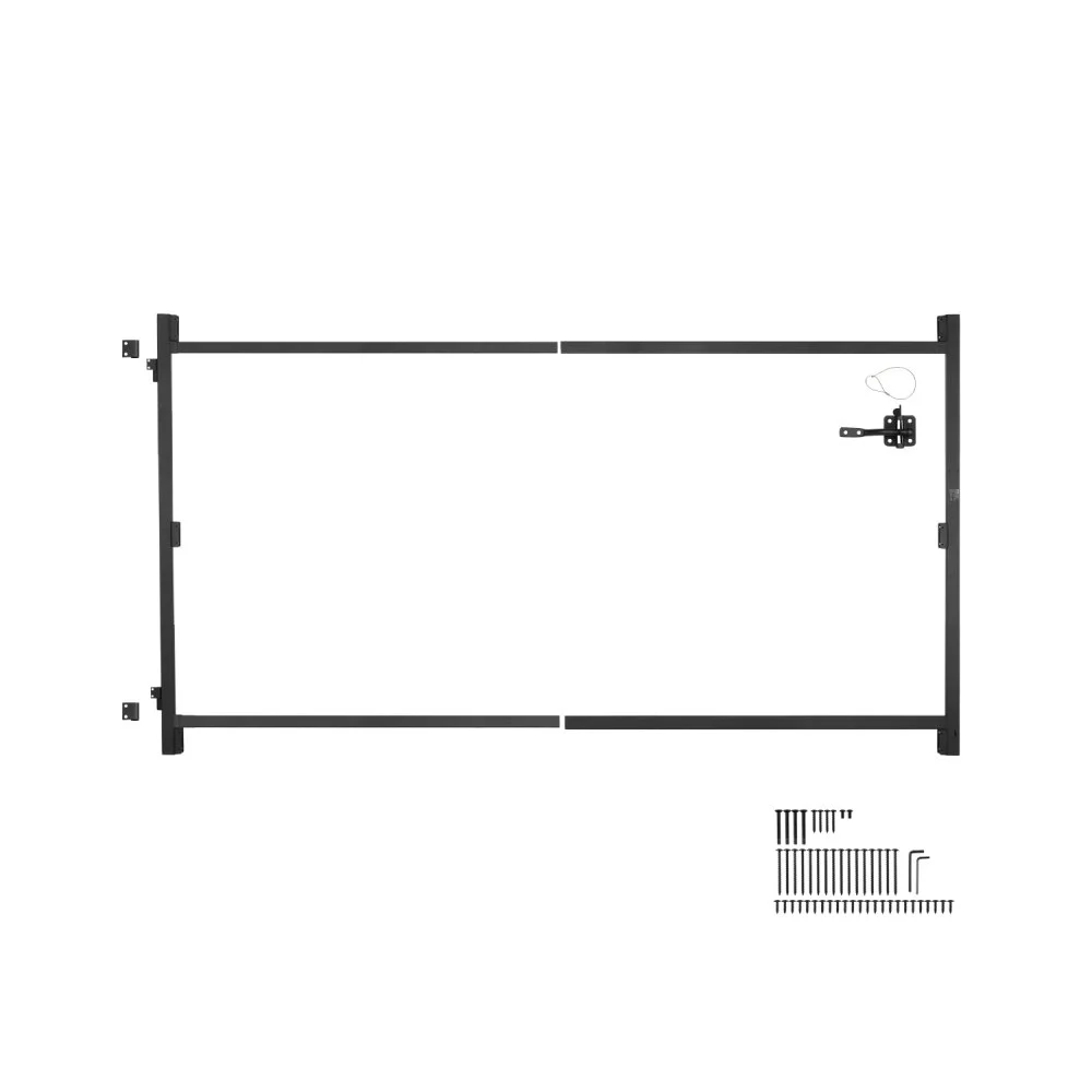 VEVOR Gate Building Kit, Fits 60 to 96 in Wide Openings, Up from 4 to 5 ft High Fence, Adjustable Gate Building Kit, Anti Sag Full Gate Frame Kit with Latch Lock and Screws, for Wooden Fence, Iron