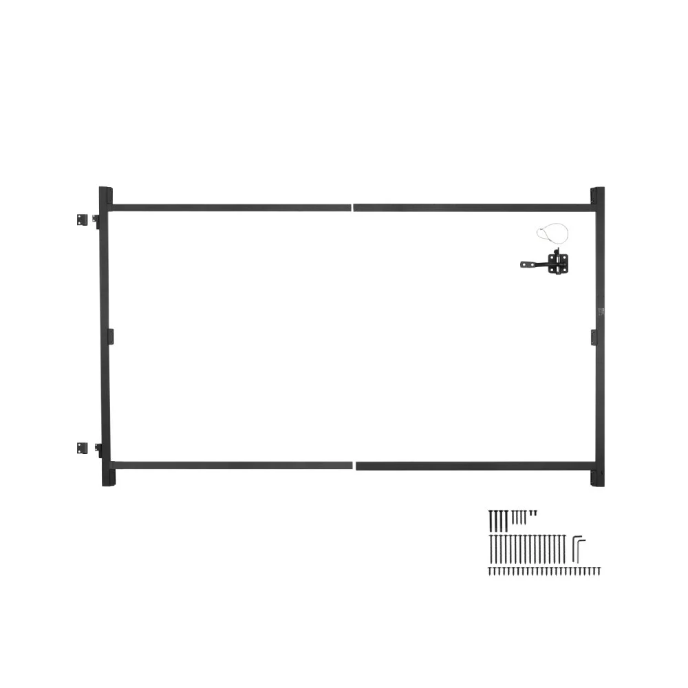 VEVOR Gate Building Kit, Fits 60 to 96 in Wide Openings, Up from 6 to 7 ft High Fence, Adjustable Gate Building Kit, Anti Sag Full Gate Frame Kit with Latch Lock, Screw, for Wooden Fence, Iron, Black