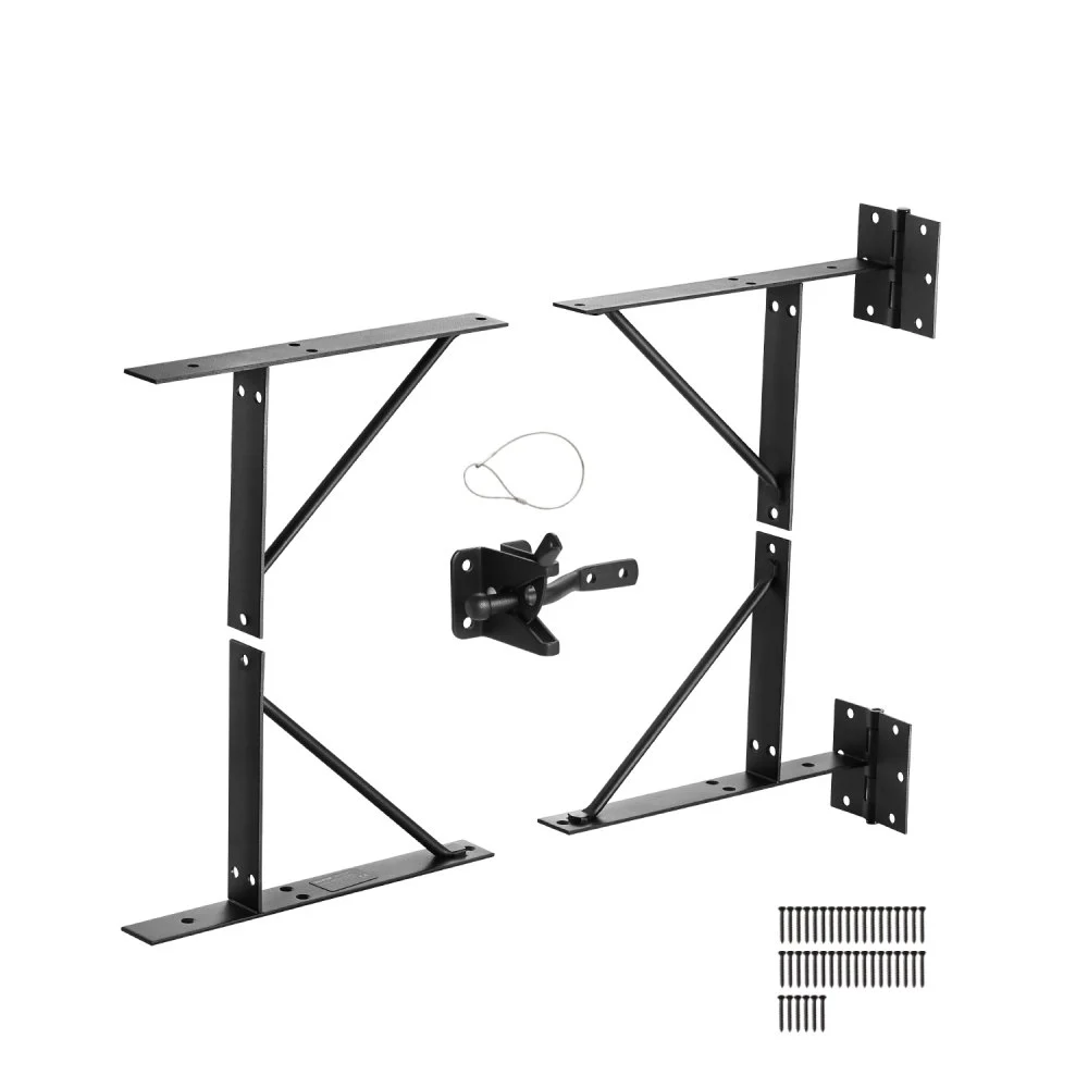 VEVOR Gate Corner Brace Bracket, Anti Sag Gate Frame Hardware Kit, Gate Frame Brace Bracket with Latch Lock, Latch Lock Rope, for Shed Doors, Corral Gates, Driveway Gates, Stable Gates, Iron, Black
