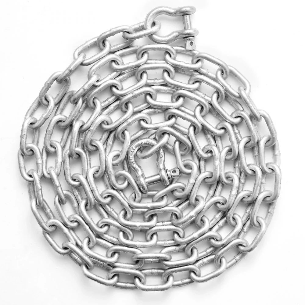 VEVOR Boat Anchor Chain, 5/16" x 10', 2373 lbs. WLL/7120 lbs. BS, Galvanized Steel Marine Grade Anchor Lead Chain with Dual Lock Ring Shackles for Boats, Deck, Fishing, Works with Different Anchors