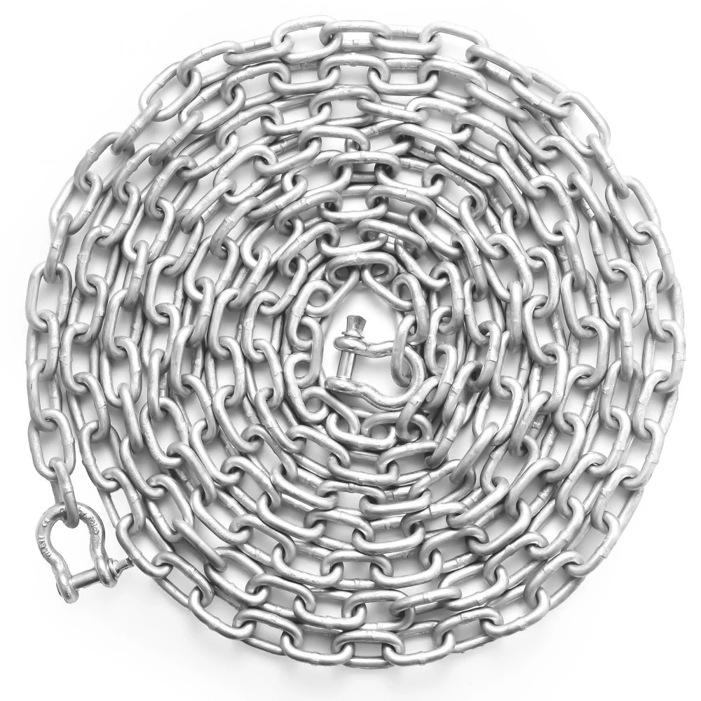 VEVOR Boat Anchor Chain, 5/16" x 20', 2373 lbs. WLL/7120 lbs. BS, Galvanized Steel Marine Grade Anchor Lead Chain with Dual Lock Ring Shackles for Boats, Deck, Fishing, Works with Different Anchors