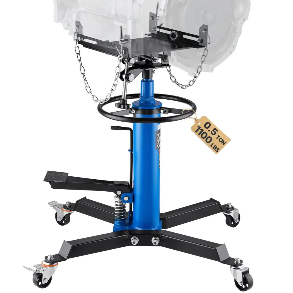 Summer Sale
VEVOR Transmission Jack, 33"-67" High Lift, 1100 lbs Hydraulic Telescoping Transmission Jack, 2-Stage Floor Jack Stand 1/2 Ton Capacity with Foot Pedal, 360° Swivel Wheel, Garage/Shop Lift Hoist