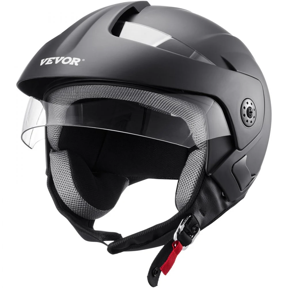 VEVOR Motorcycle Helmet, 3/4-Face, Smart Street ABS & High Density Helmet with Interchangeable Lens, DOT Approved Comfortable Motocross Helmet, Fit for Youth & Adults