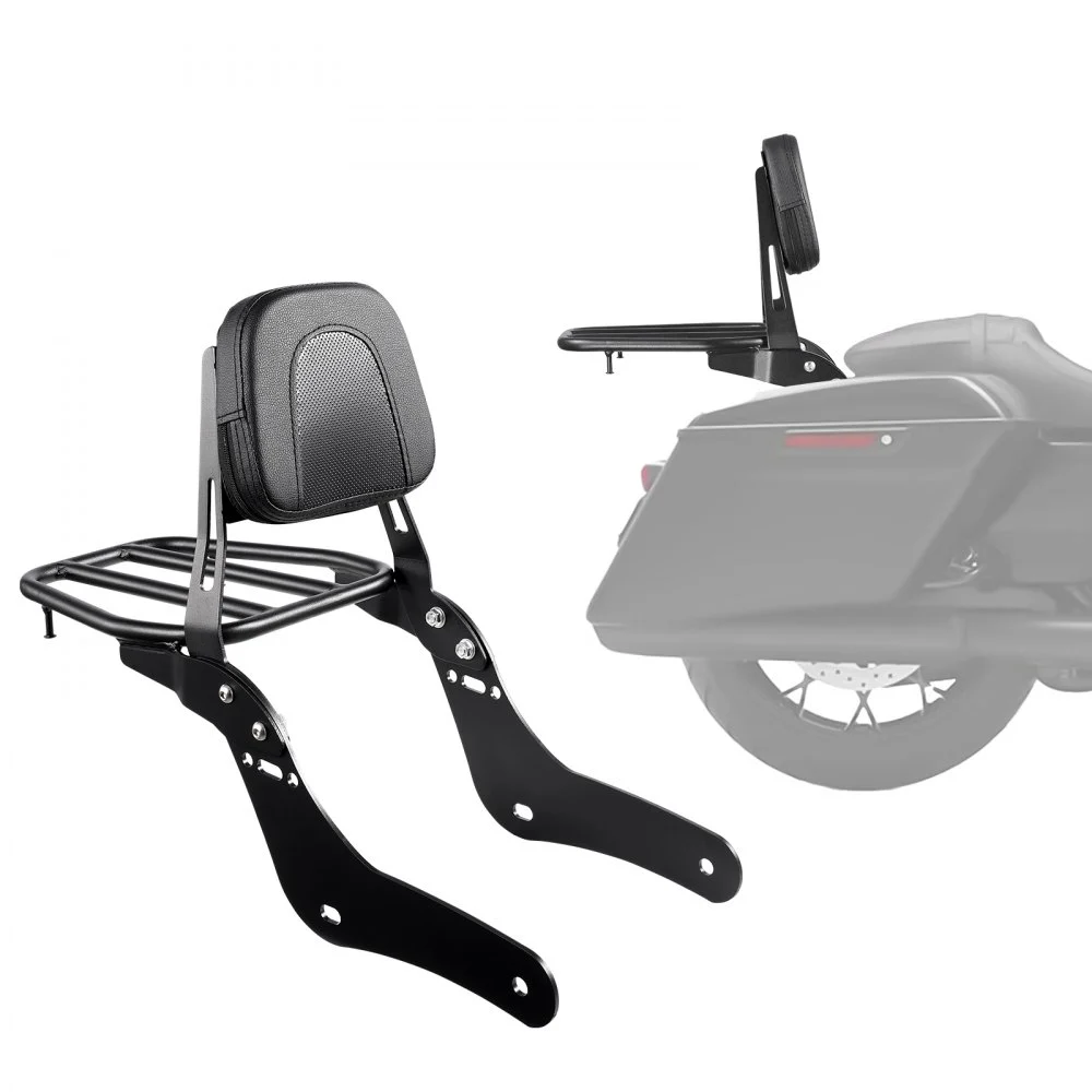 Motorcycle Backrest Sissy Bar with Luggage Rack, Compatible with Honda Rebel CMX 1100 2021-2022, 18-Inch Height, Removable Passenger Backrest, Durable Metal Frame with Leather Pad, Black