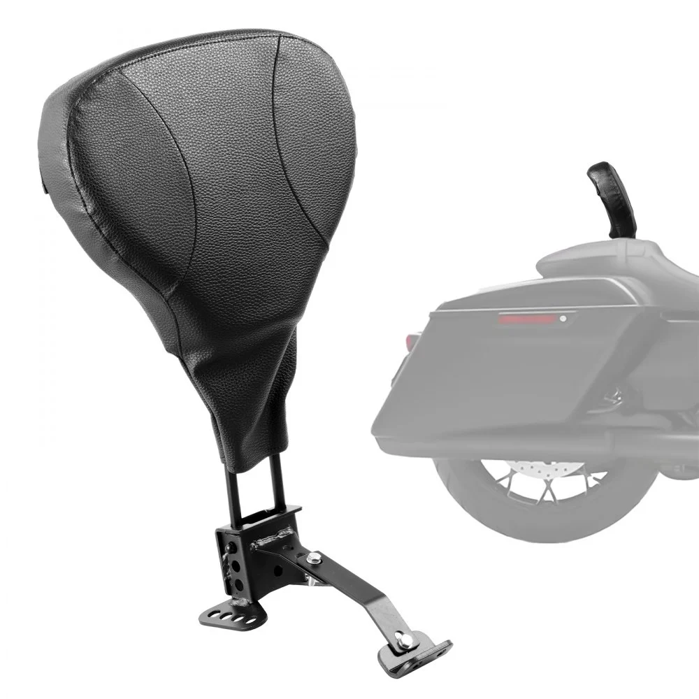 Adjustable Motorcycle Backrest Sissy Bar, Fit Harley Touring Models 2009-2024 with One-piece Slotted Seat, Street Glide, Road Glide, and Road King, Detachable Rider Backrest for Motorcycles, Black
