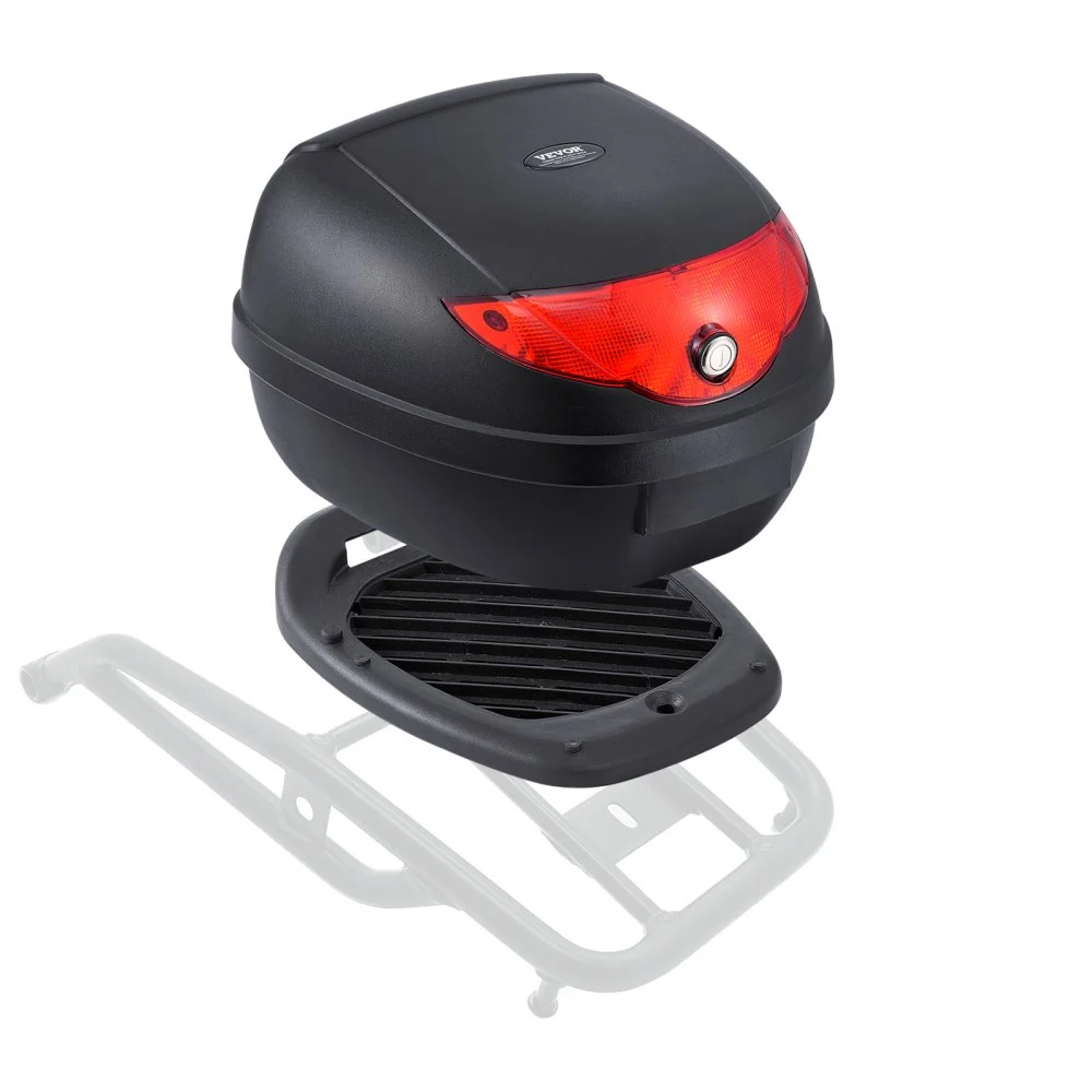 VEVOR Motorcycle Top Case, Universal Durable PP Material Motorbike Tail Box with Reflective Panel, 24L Waterproof Detachable Motorcycle Top Box with Multi-Hole Base, Fit for 99% of Motorcycle Frames