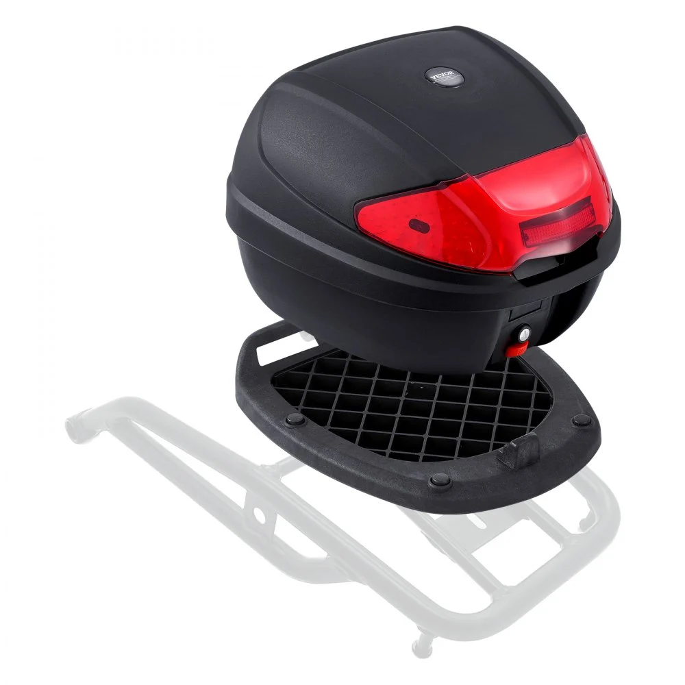 VEVOR Motorcycle Top Case, Universal Durable PP Material Motorbike Tail Box with Reflective Panel, 38L Waterproof Detachable Motorcycle Top Box with Multi-Hole Base, Fit for 99% of Motorcycle Frames