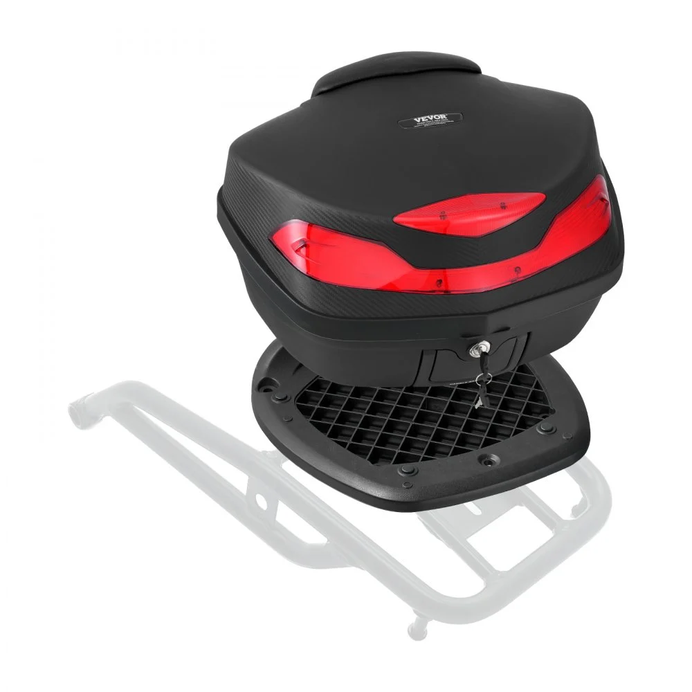 VEVOR Motorcycle Top Case, Universal Durable PP Material Motorbike Tail Box with Reflective Panel, 48L Waterproof Detachable Motorcycle Top Box with Multi-Hole Base, Fit for 99% of Motorcycle Frames