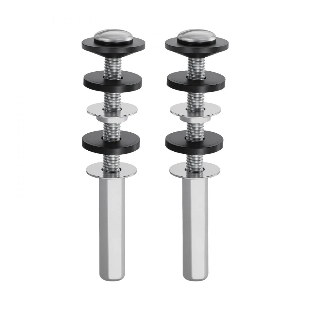 VEVOR Universal Toilet Seat Bolts Kit, 2PCS Metal Heavy Duty Toilet Tank Bolts, Stainless Steel Toilet Seat Screws Replacement Kit with Long Downlock Nuts, Rubber Washers Gaskets, Toilet Repair Screw