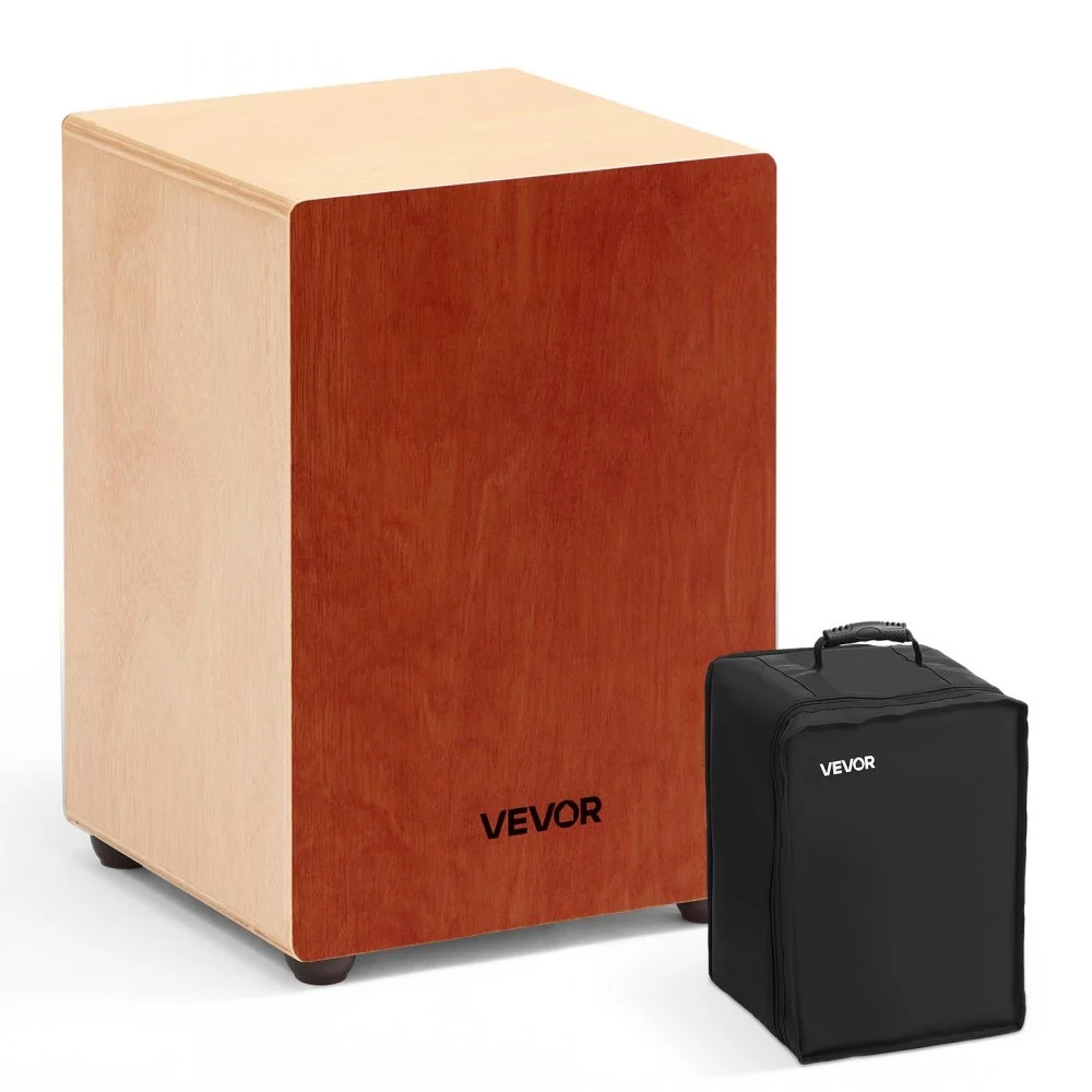 VEVOR Cajon Box Drum Birch Wood Percussion Instrument Guitar Strings with Travel Bag
