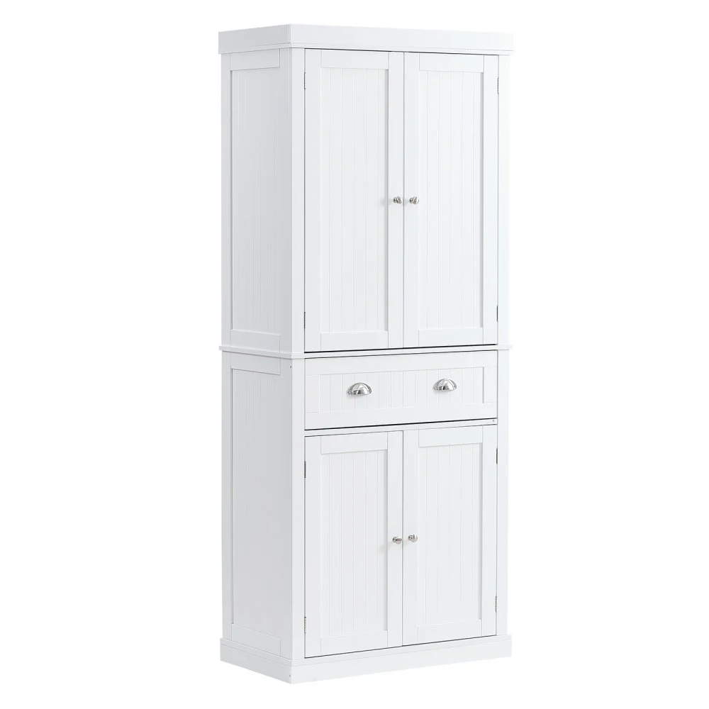 Summer Sale
VEVOR 72" Kitchen Pantry Storage Cabinet, Freestanding Utility Cabinets with Doors, Drawer and 3 Adjustable Shelves, Tall Food Buffet Pantries for Kitchen, Living Room, Dinning Room, Laundry, White