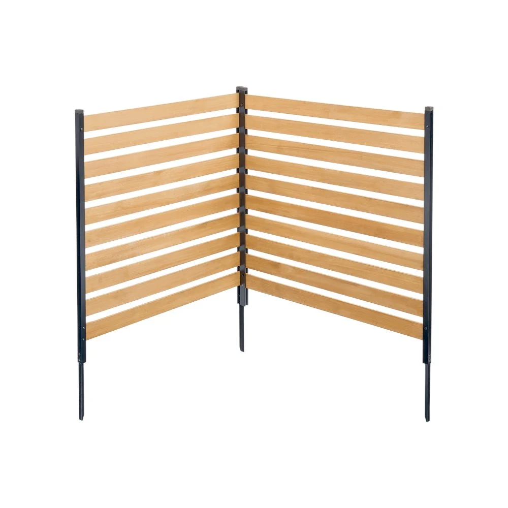 VEVOR Wood Privacy Fence, 38" W x 42" L, 2-Panel Slatted Air Conditioner Fence Screen, Pool Equipment Enclosure with Metal Stakes, Easy DIY Installation, Outdoor Trash Can Hider for Garden Decoration