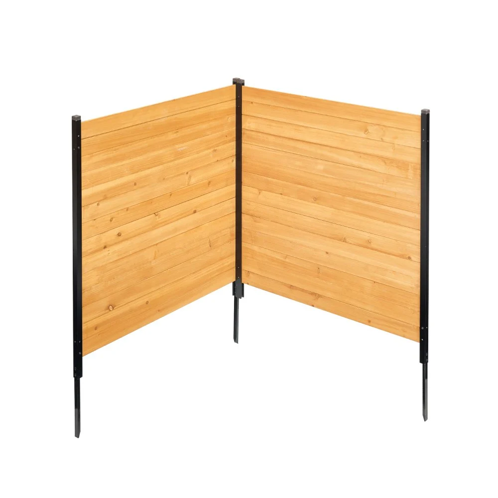 VEVOR Wood Privacy Fence, 38" W x 42" L, 2 Panel Solid Air Conditioner Fence Screen, Pool Equipment Enclosure with Metal Stakes, Easy DIY Installation, Outdoor Trash Can Hider for Garden Decoration