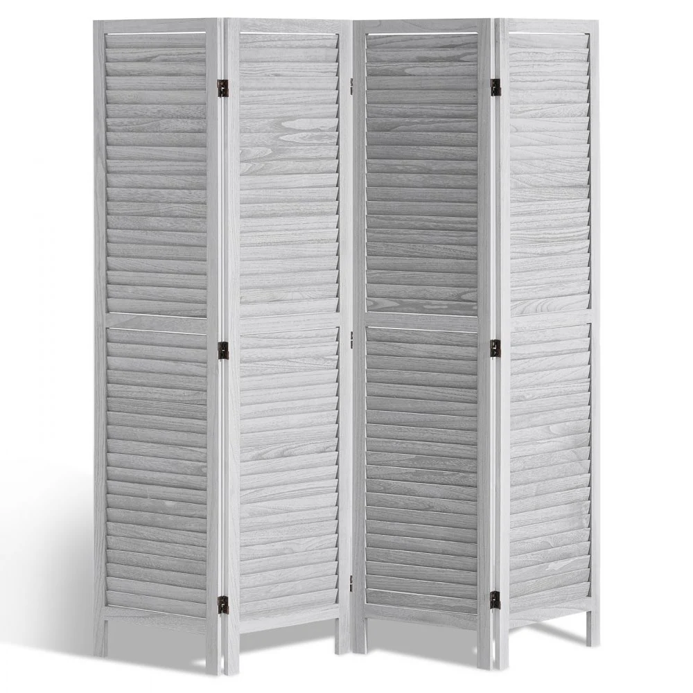VEVOR Wood Room Divider, 4 Panel Folding Privacy Screen, 66.9 Inches Tall Indoor Wooden Partition, Portable Decoration Screen, for Room Separation, Home, Office, Restaurant & Bedroom (Light Grey)