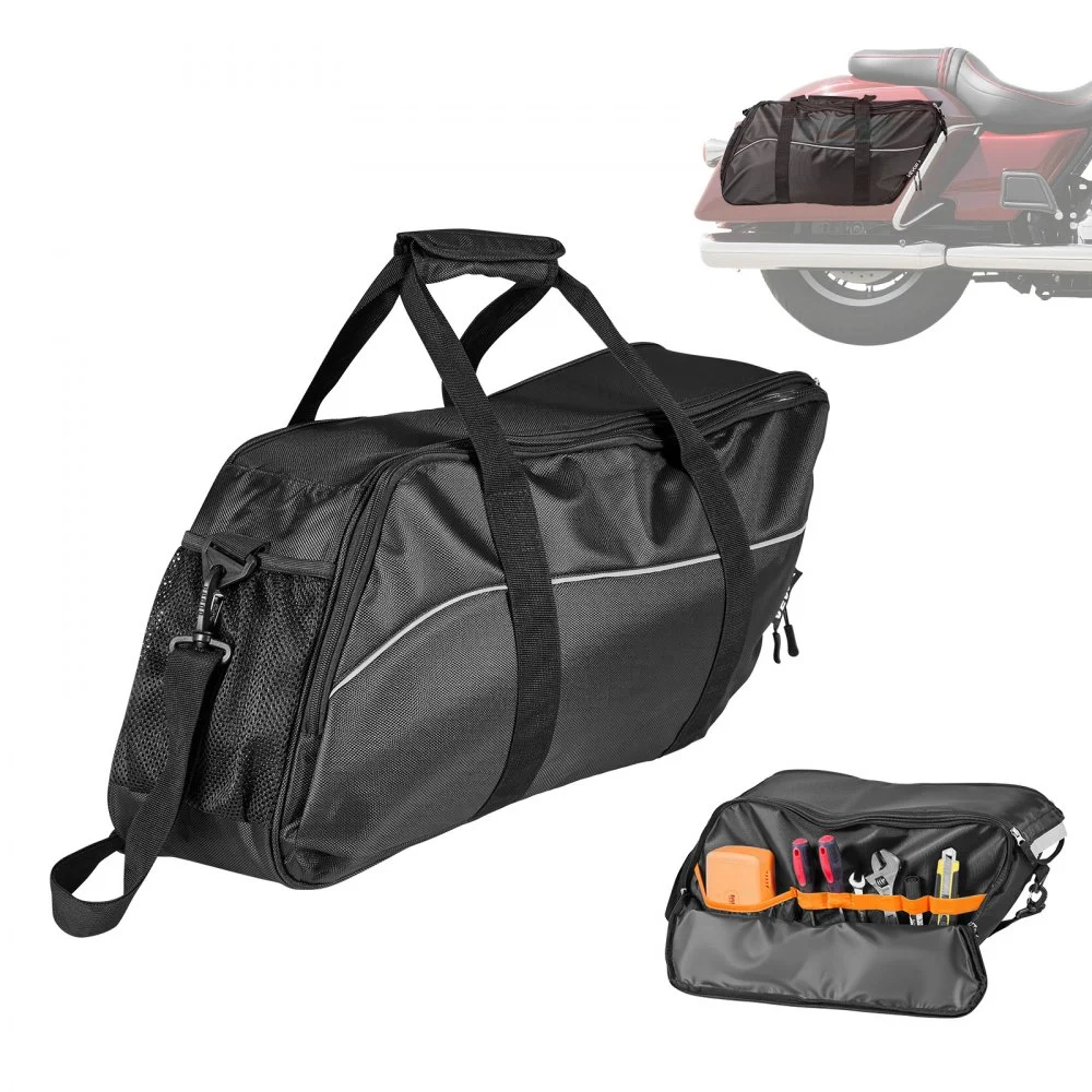 VEVOR Motorcycle Saddlebag Liner Bag, 18 L Insert Storage Travel Luggage Bag Organizer, Compatible with Harley Davidson 1993-2022 Touring Road/Street Glide/Electra Glide/Road King Saddlebag, Black