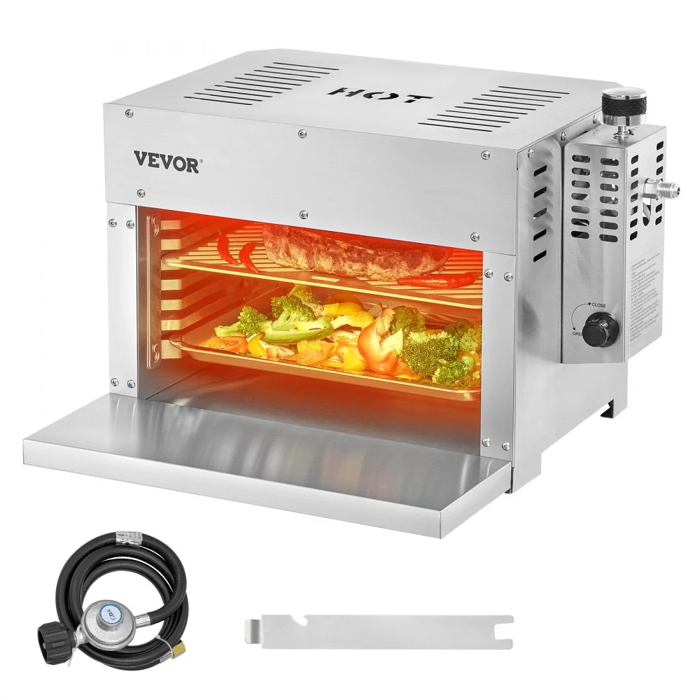VEVOR Propane Steak Grill, Portable Infrared Broiler, 1500°F Stainless Steel Barbecue Infrared Grill with 6-Tier Adjustable Rack, Steak Cooker Machine for BBQ, Toast, Grill, Outdoor Picnic